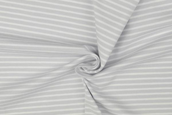 1,4 m Reststück Jersey Streifen Grau/Weiß